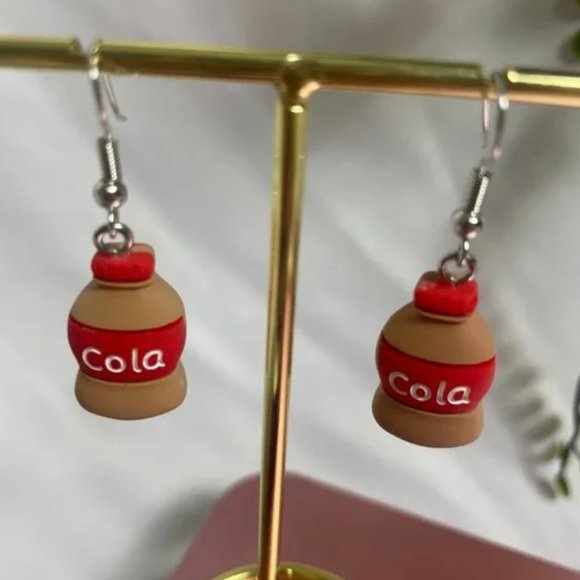 ⭐️❤️ FREE Soda Coke Coca Cola Bottle Drink Graphic Art Artsy Pop Drop Earrings - Picture 5 of 6